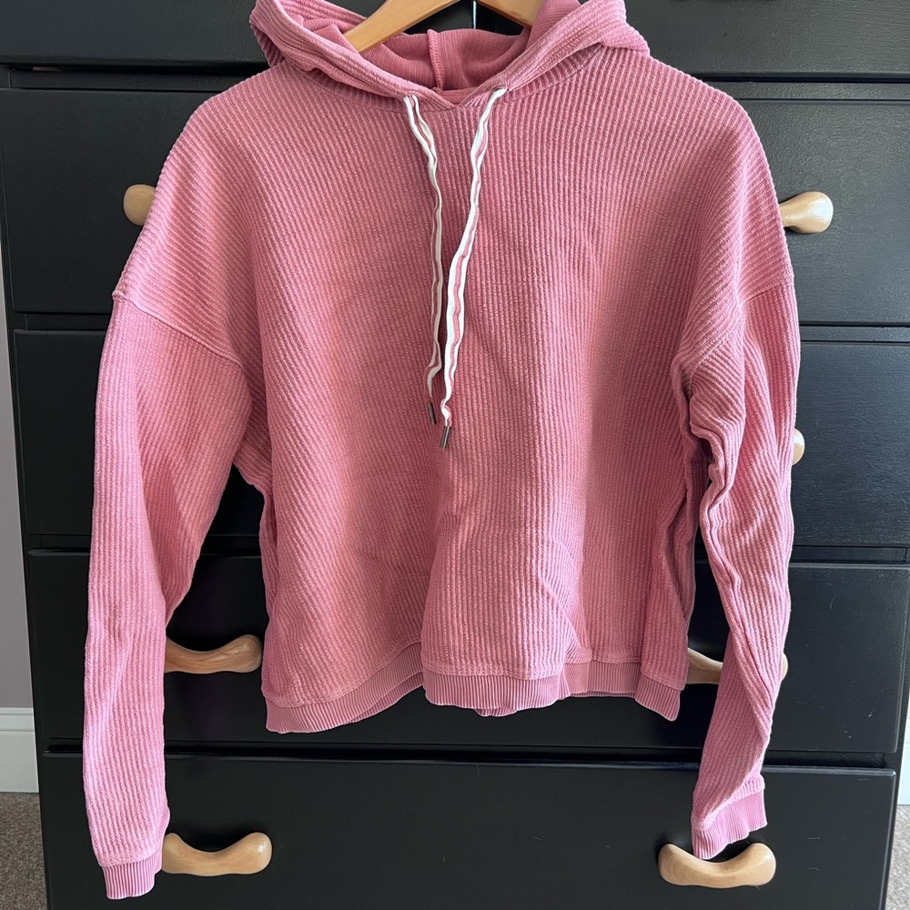 Pink Ribbed Hoodie